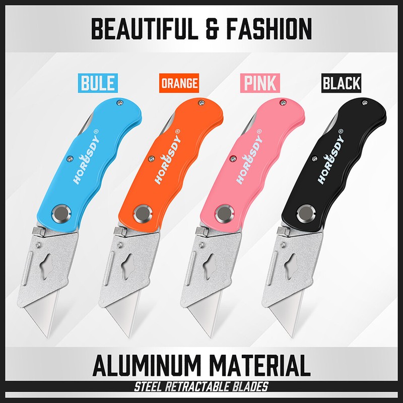 4-Pack Folding Utility Knife Box Cutter Extra 10pcs SK5 Quick Change Blades gallery