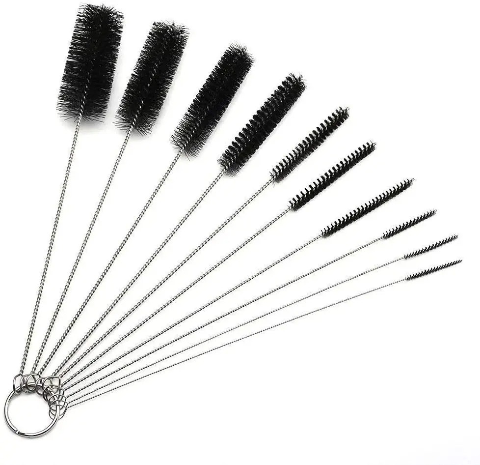 Nylon Straw Brush Cleaner Bottle Tube Pipe Small Long Cleaning 10Pcs Set gallery
