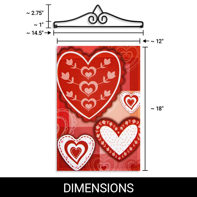 Garden Flag Patchwork Hearts 12x18IN & Hanger 14IN Printed Poly gallery