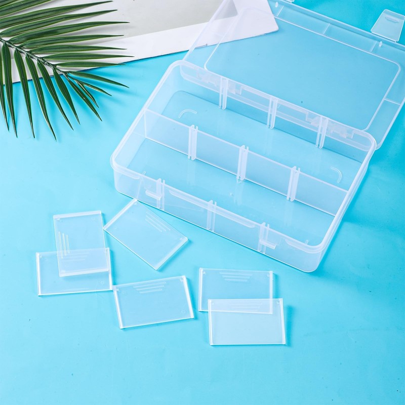 8 Grids Plastic Compartment Storage Box with Adjustable Divider Clear Plastic... gallery