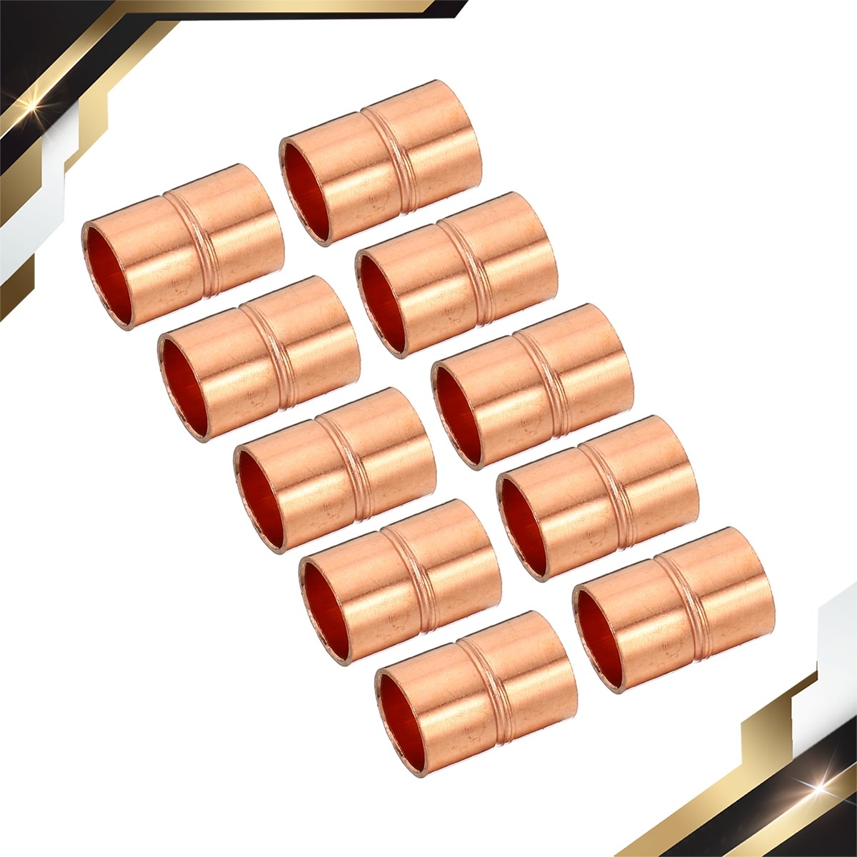 10Pack 3/8" ID Straight Copper Coupling Sweat End Welding Joint Pipe Fitting gallery