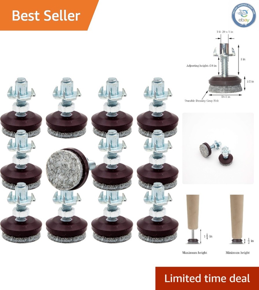 Durable Adjustable Levelers for Tables & Chairs - Protect Your Floors, 12 Pack