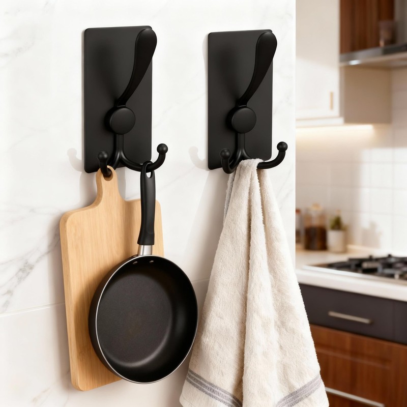 2 Pack Extra Large Adhesive Hooks, 13lb Stainless Steel Sticky Towel Hooks gallery
