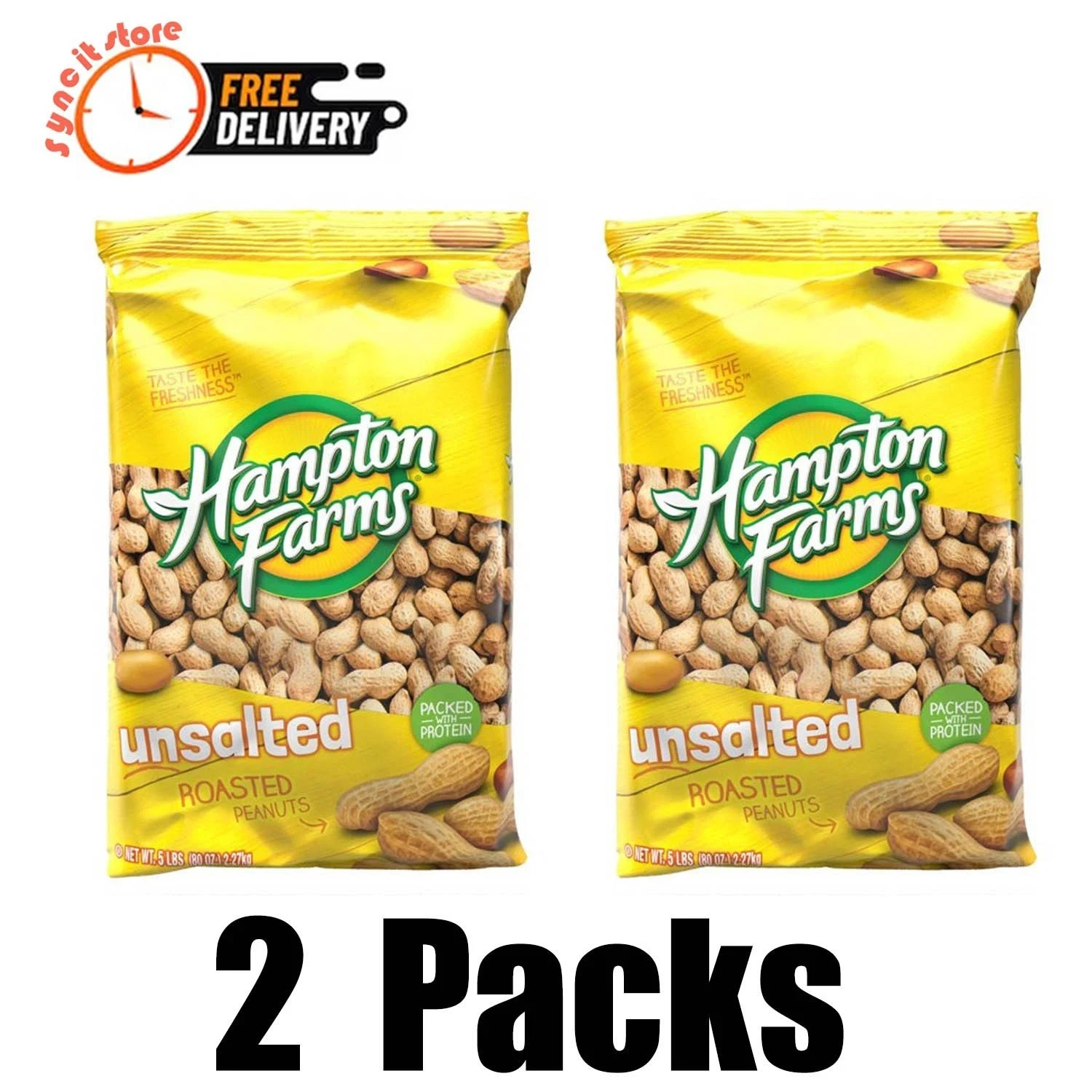 2 PACK Hampton Farms Unsalted In-Shell Peanuts 10 lbs. TOTAL - FAST SHIPPING gallery