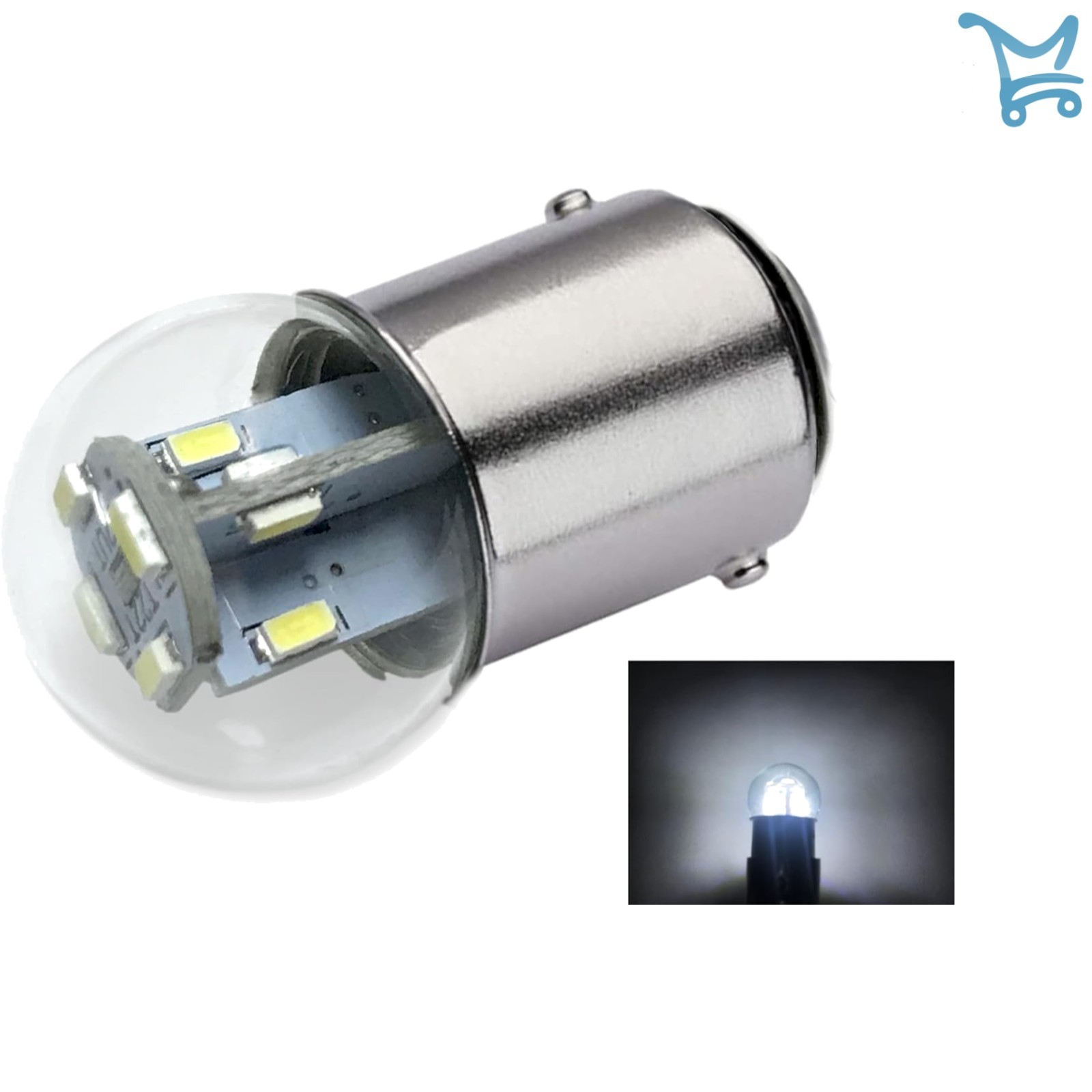 LED Bulb Replacement 12V 14V DC BA15D Base Bright White Marine Lights gallery