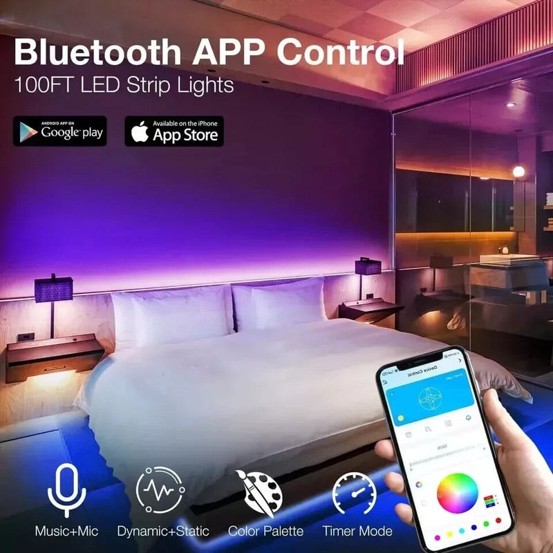 100Ft LED Strip Lights, Smart Light with App Remote Control, RGB LED Lights for gallery