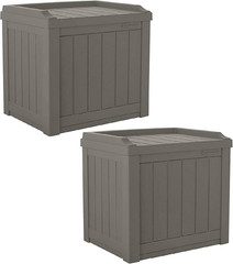 22 Gallon Storage Deck Box Set with Bench Seat – Stone Gray, 2 Pack