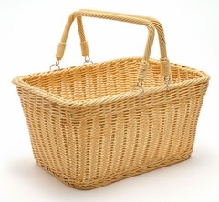 LocknLock Large Picnic Basket with Handles,Woven Polypropylene, TAN, K313285