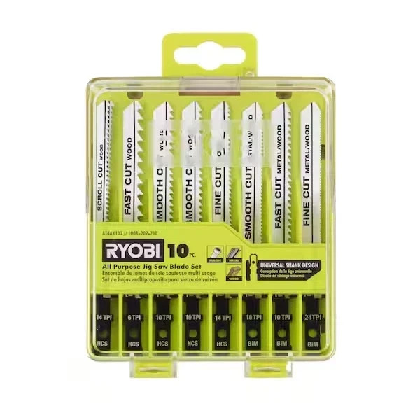 (10-Piece) Ryobi Jig Saw Blade Set, All Purpose, Universal, Wood Plastic Metal gallery