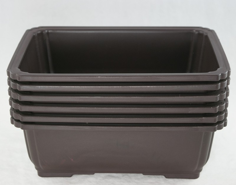 6 Rectangular Plastic Bonsai / Succulent Pot 10.5"x 7.75"x 3.5" - Dark Brown gallery