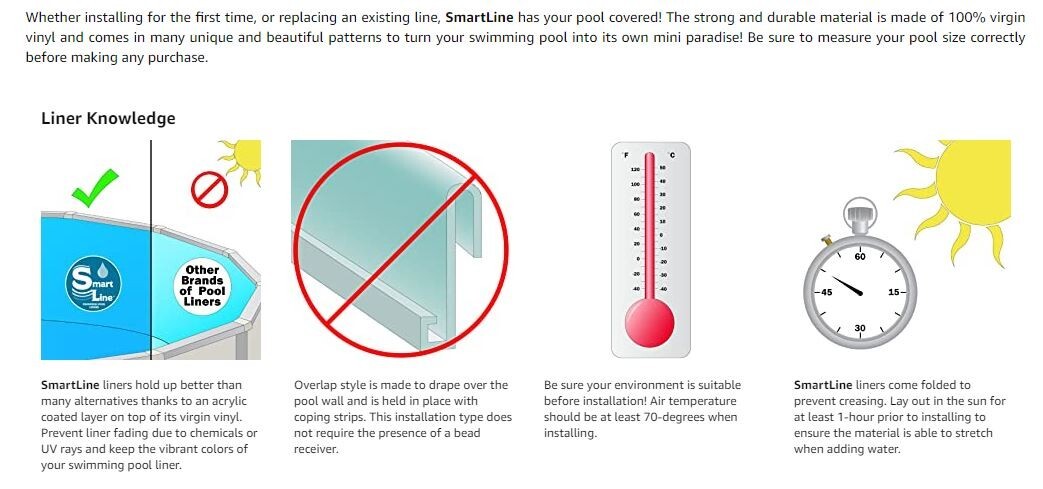 SmartLine 24' Round Overlap Swirl Bottom 25 Gauge Swimming Pool Liner w/ Coping gallery