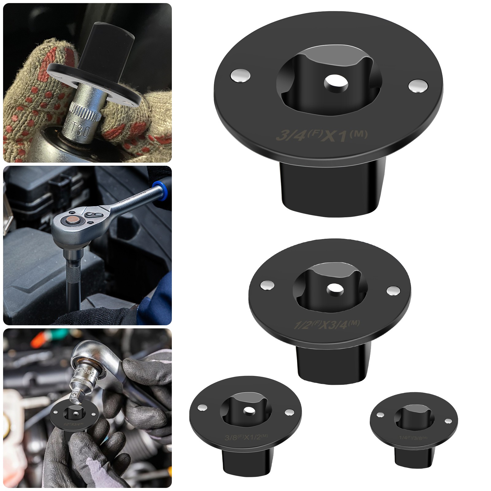 Low Profile Impact Socket Adapter 1/4 to 3/8" 1/2 to 3/8" 1/2 to 3/4" 3/4 to 1" gallery
