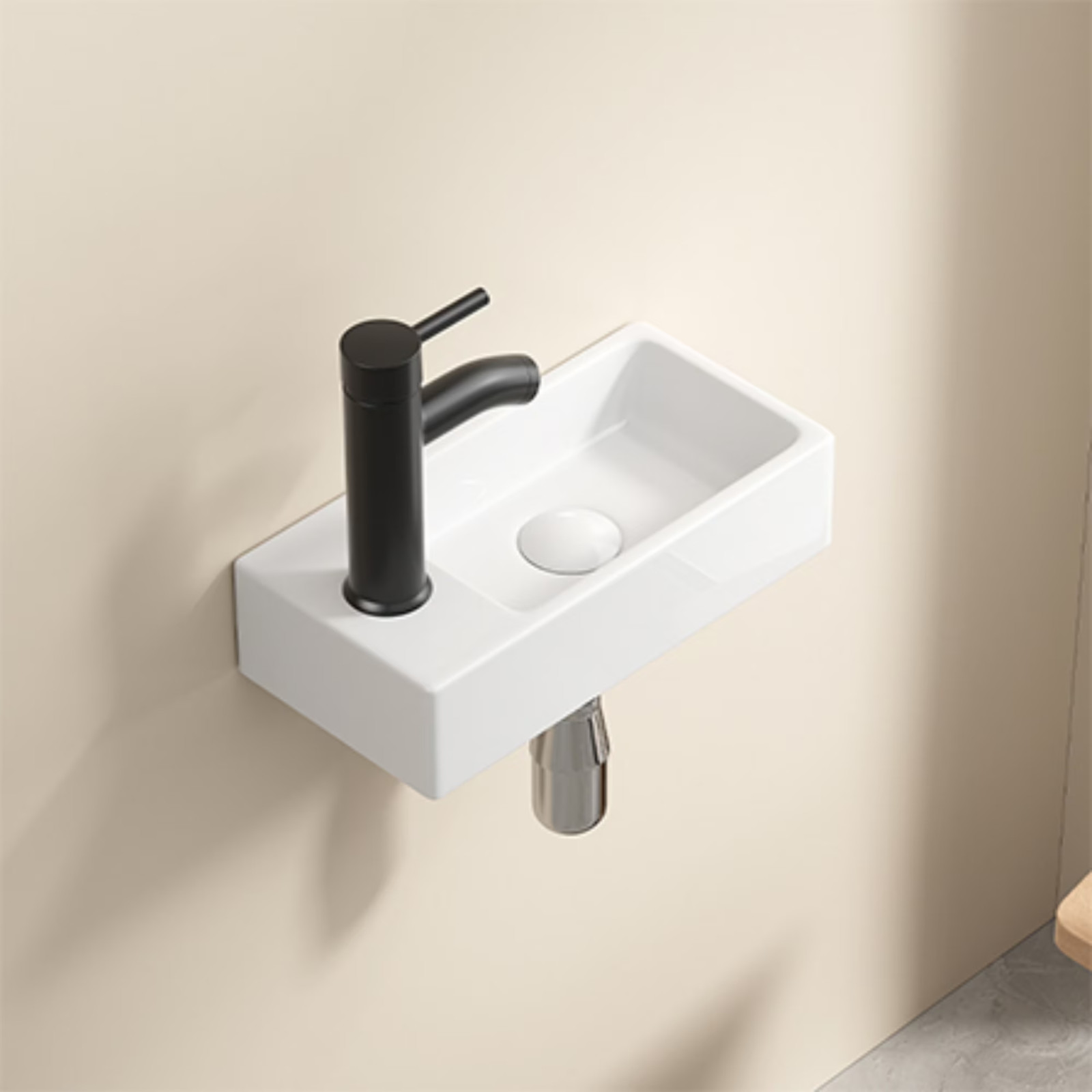 Wall Mounted Bathroom Sink,Small Cloakroom Basin Sink,Rectangle Ceramic Wash Bas gallery