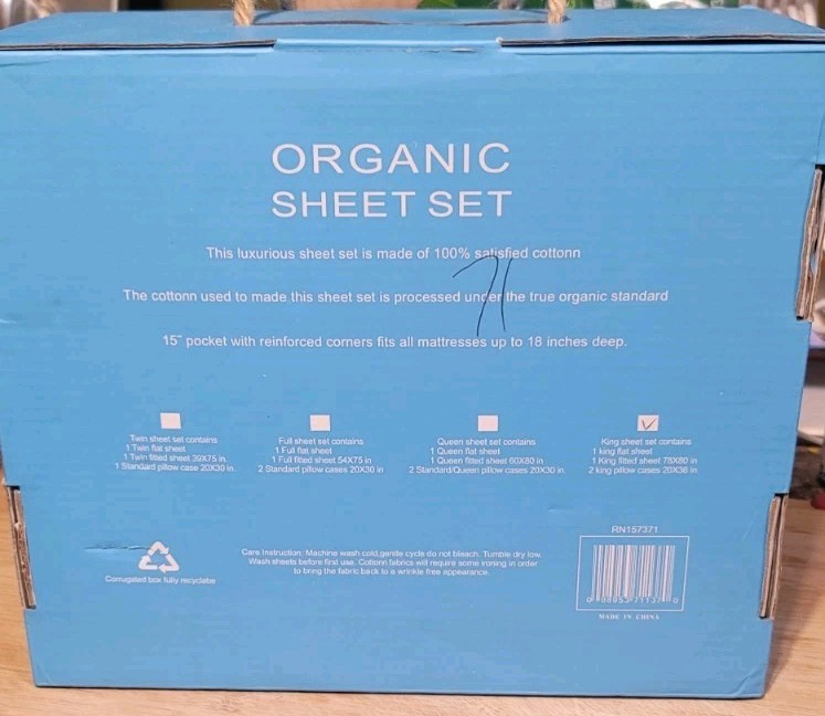 Tree Organic Brand King-sized Sheet Set In Blue 2000 Thread Count Organic Cotton gallery