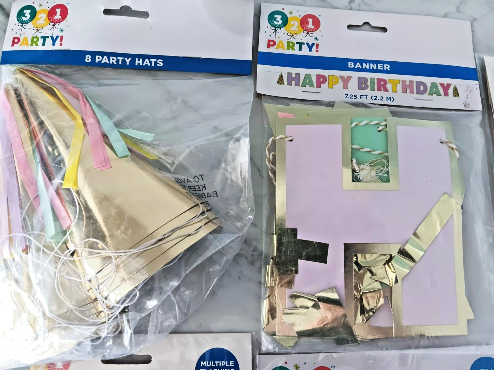 NEW 321 Party! Birthday Balloons LED CAKE TOPPER, HATS, BIRTHDAY BANNER gallery