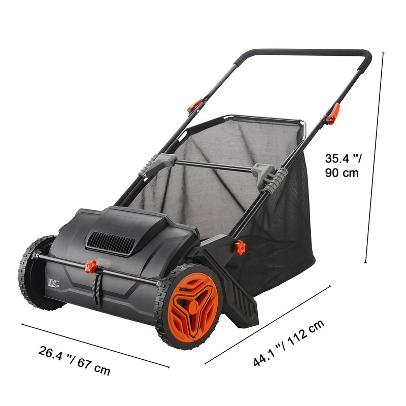 VEVOR Lawn Sweeper Push Leaf Grass Collector 21" 3.5 Cu. Ft. Capacity Adjustable gallery