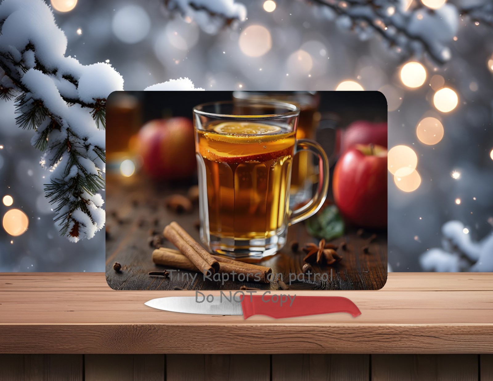 Cider~Winter~ 15 x 11~ Tempered Glass Cutting Board~FREE ship~ CHOICE~drink gallery