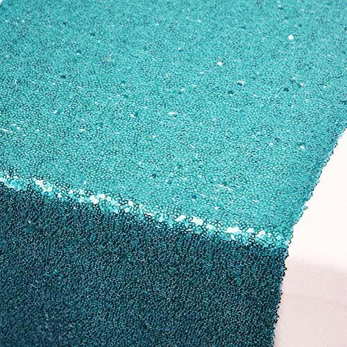Quasimoon Turquoise Sequin Table Runner - 12 x 108 Inch by PaperLanternStore gallery