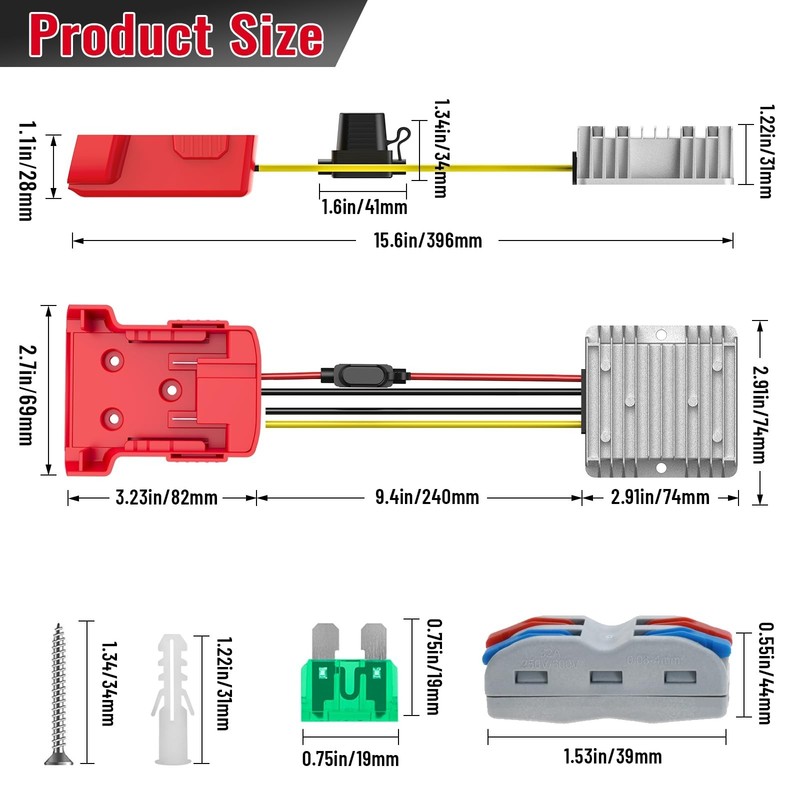 2 pack DC 18V to 12V Step Down Converter Compatible with Milwaukee 18V Battery gallery