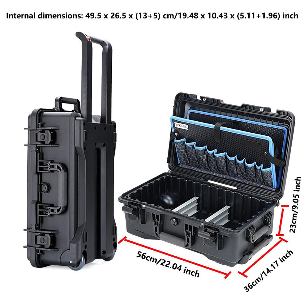 Waterproof Hard Case with Tray, Retractable Pull Handle and Rolling Wheels gallery