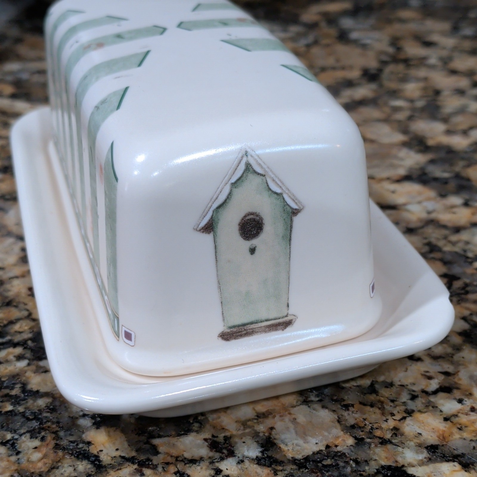 Pfaltzgraff Stoneware Covered Butter Dish Lid & Tray 8" Small Chip In Bottom. gallery