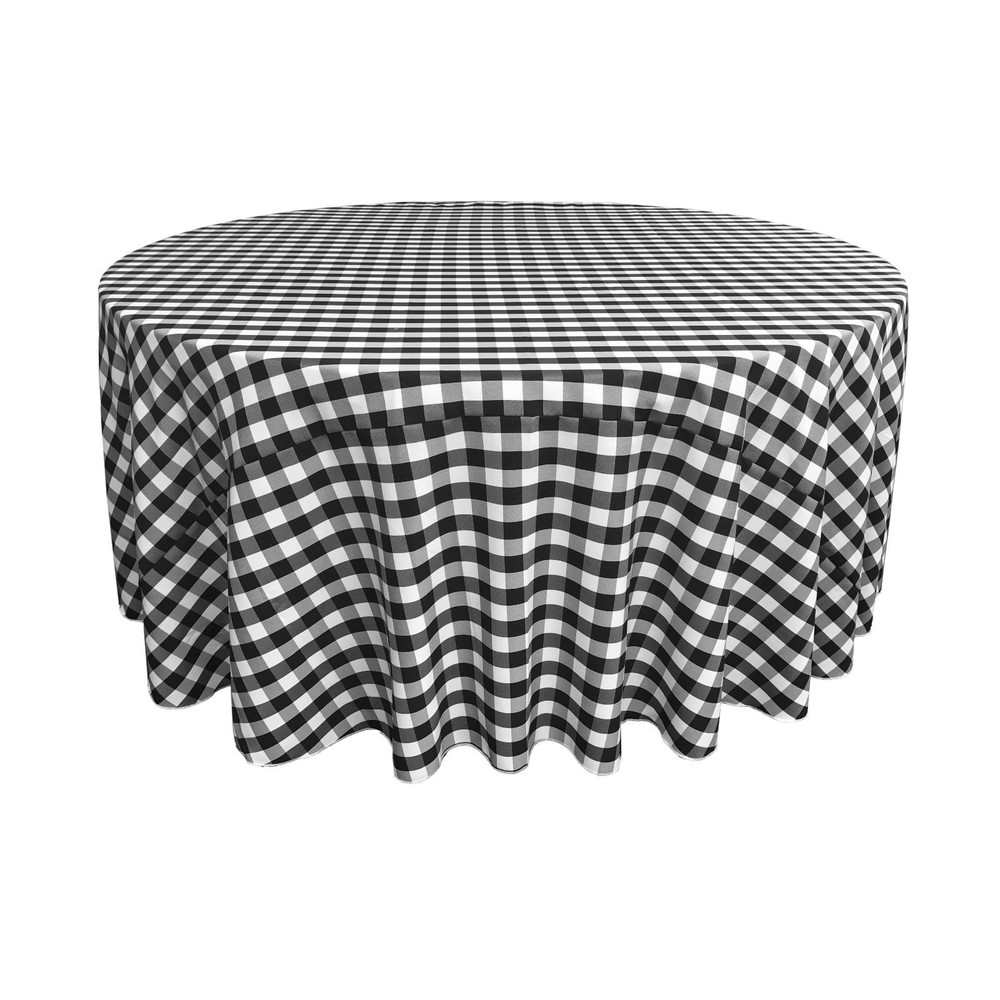 LA Linen Polyester Gingham Checkered 108-Inch Round Tablecloth. Made in USA