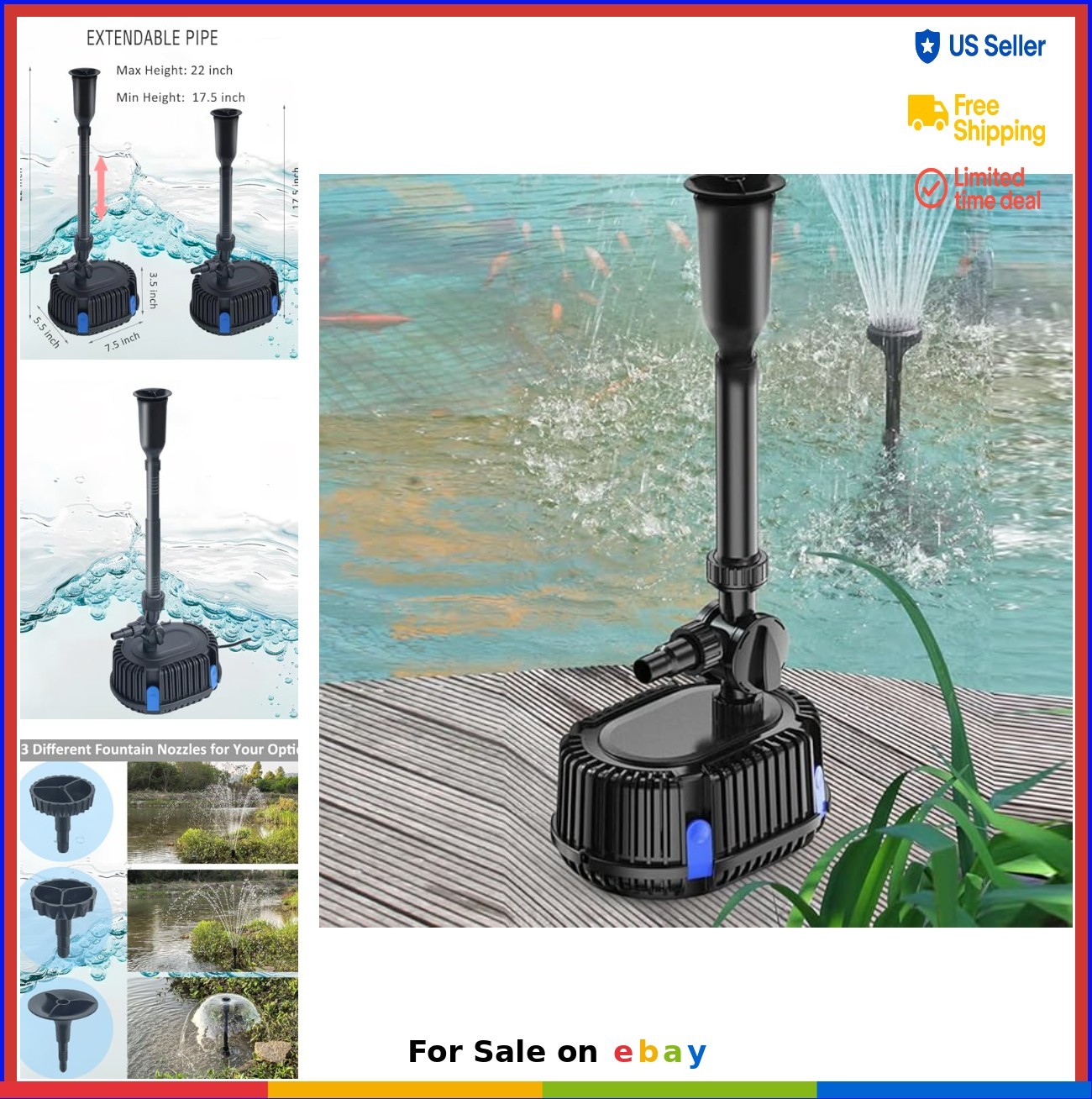 Pond Filter with Pump Fountain Kit 400GPH 110V Corded Electric for Outdoor Koi gallery