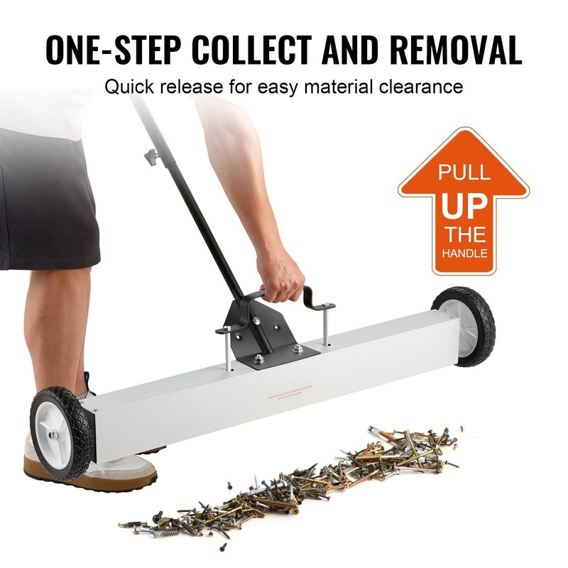 55Lbs Rolling Magnetic Sweeper with Wheels,Push-Type Magnetic Pick Up Sweeper, 3 gallery