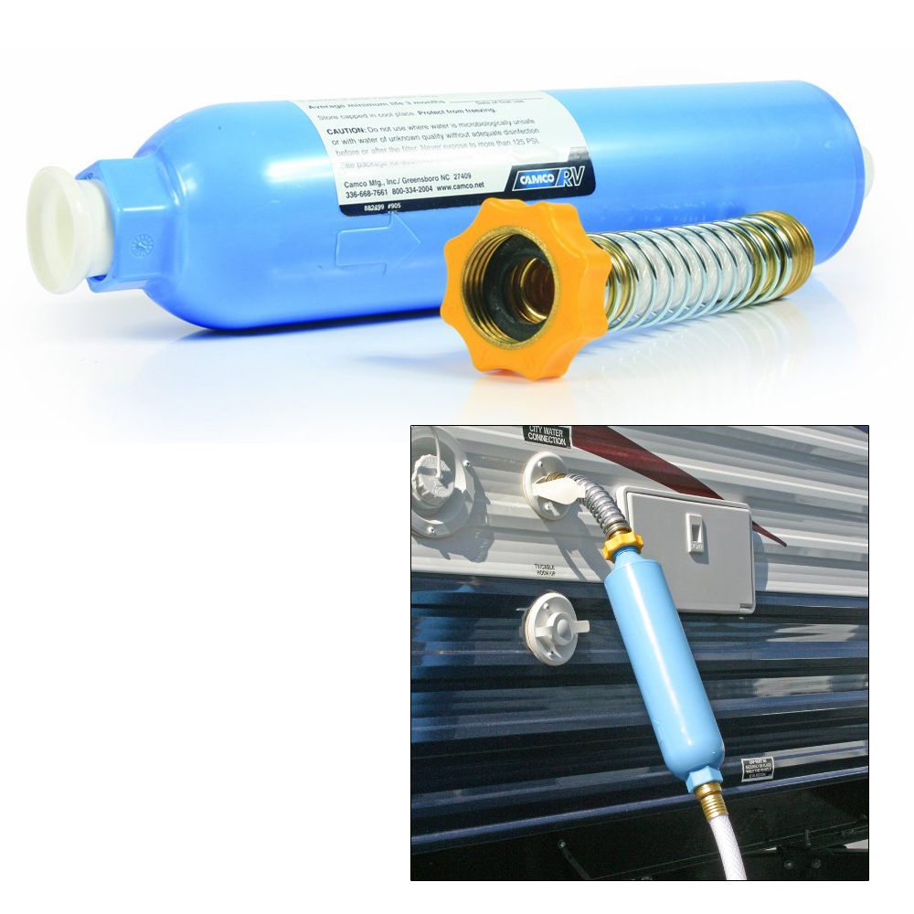 Camco TastePURE In-Line Water Filter KDF/Carbon Trailer RV Camper Garden Hose gallery