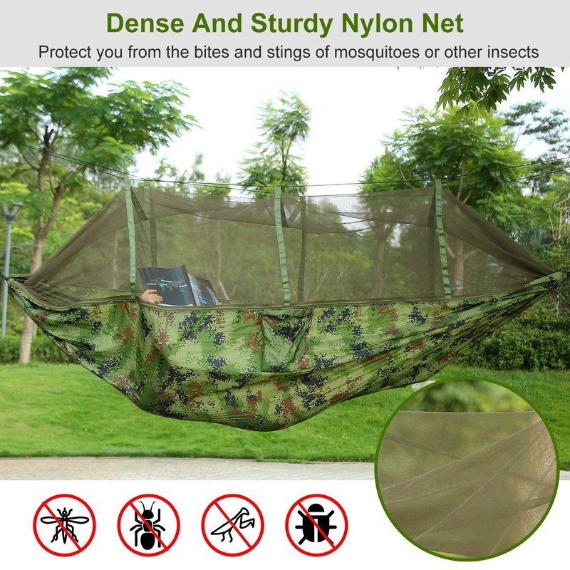 2 Persons Camping Double Hammock W/ Mosquito Net Garden Hanging Bed Swing Chair gallery