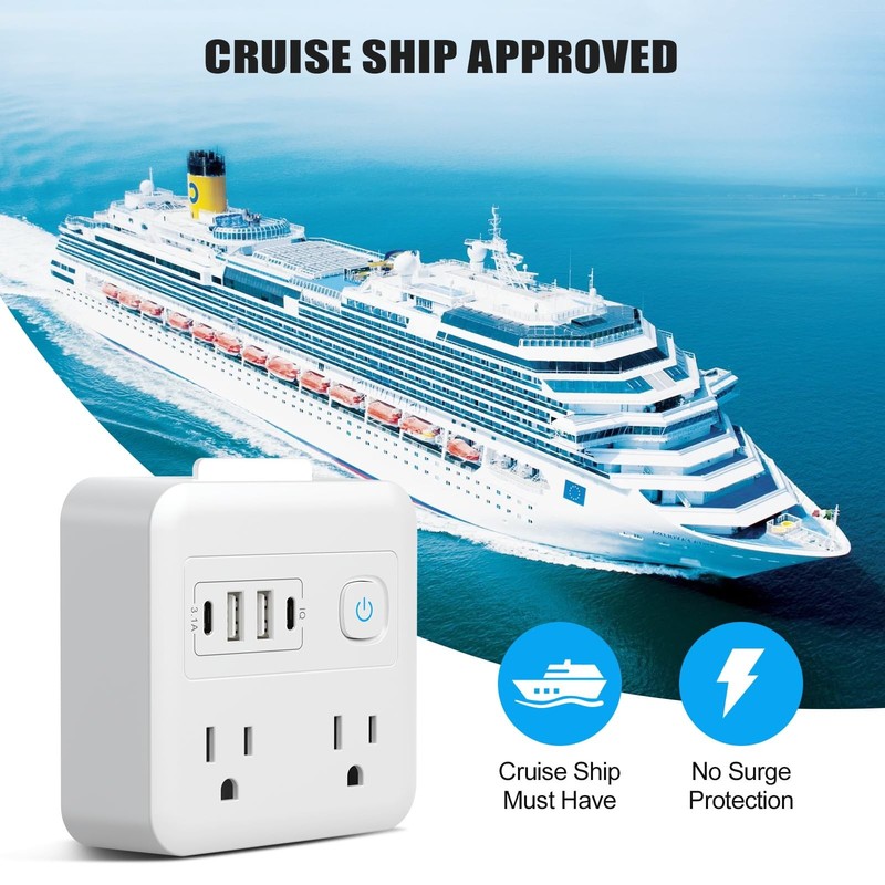 8-in-1 Multi Plug Expander, Outlet Extender with 4 Outlets & 4 USB Ports (2 U... gallery