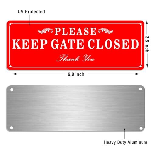 2 Pack Please Keep the Gate Closed Matal Sign - Brushed Aluminium Durable Ink... gallery
