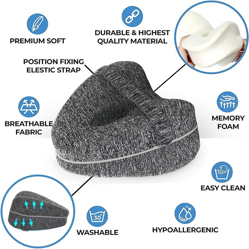 Memory Foam Knee Pillow for Side Sleepers Sciatica Hip Joint Back Pain Relief gallery