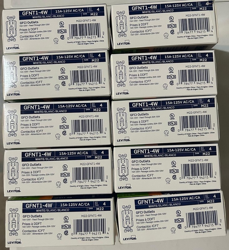 Leviton (GFNT1-4W) 15A Duplex Outlet (Pack of 10) FREE SHIPPING gallery