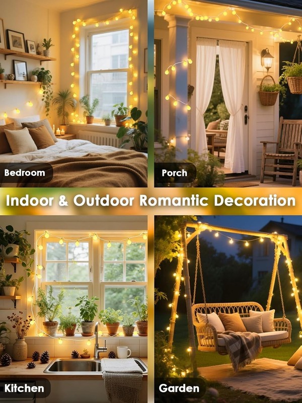 Connectable 43FT 100LED Globe String Lights | 8 Modes Warm White String Light... gallery