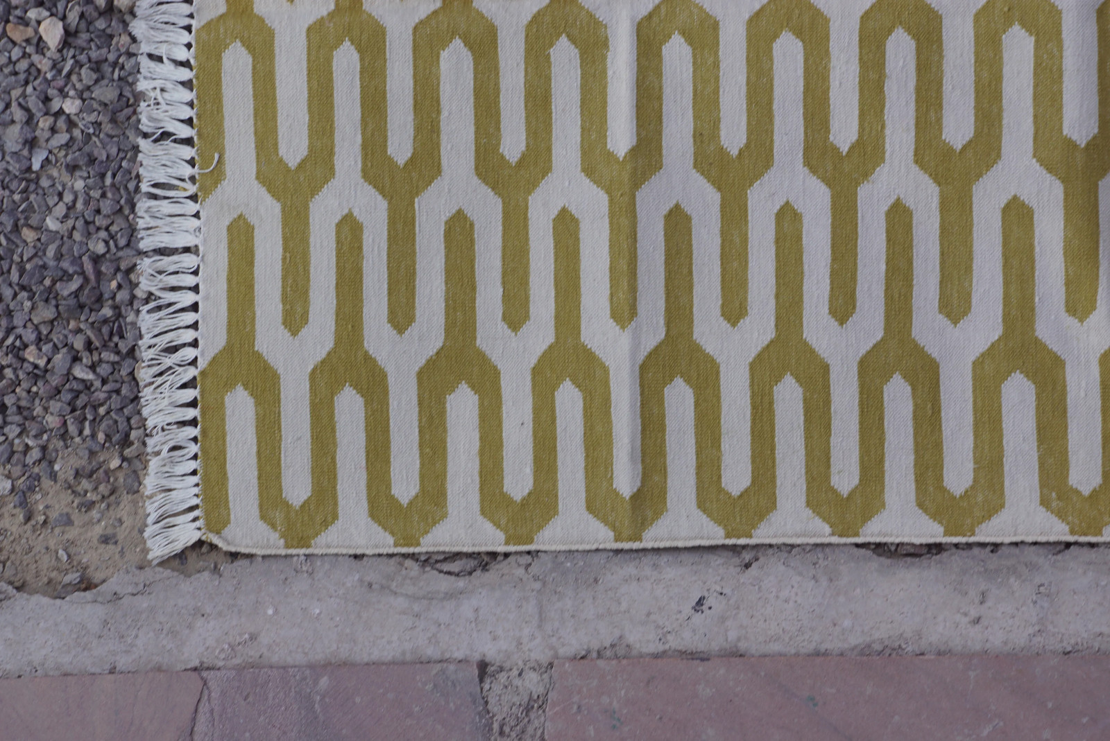 Rugmoda Cotton Olive Green Geometric 3x5 ft Living Room Area Rug Handmade Dhurri gallery