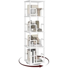 Rotating Bookshelf Corner Rack Space Saving Multi Purpose Home Office Storage US