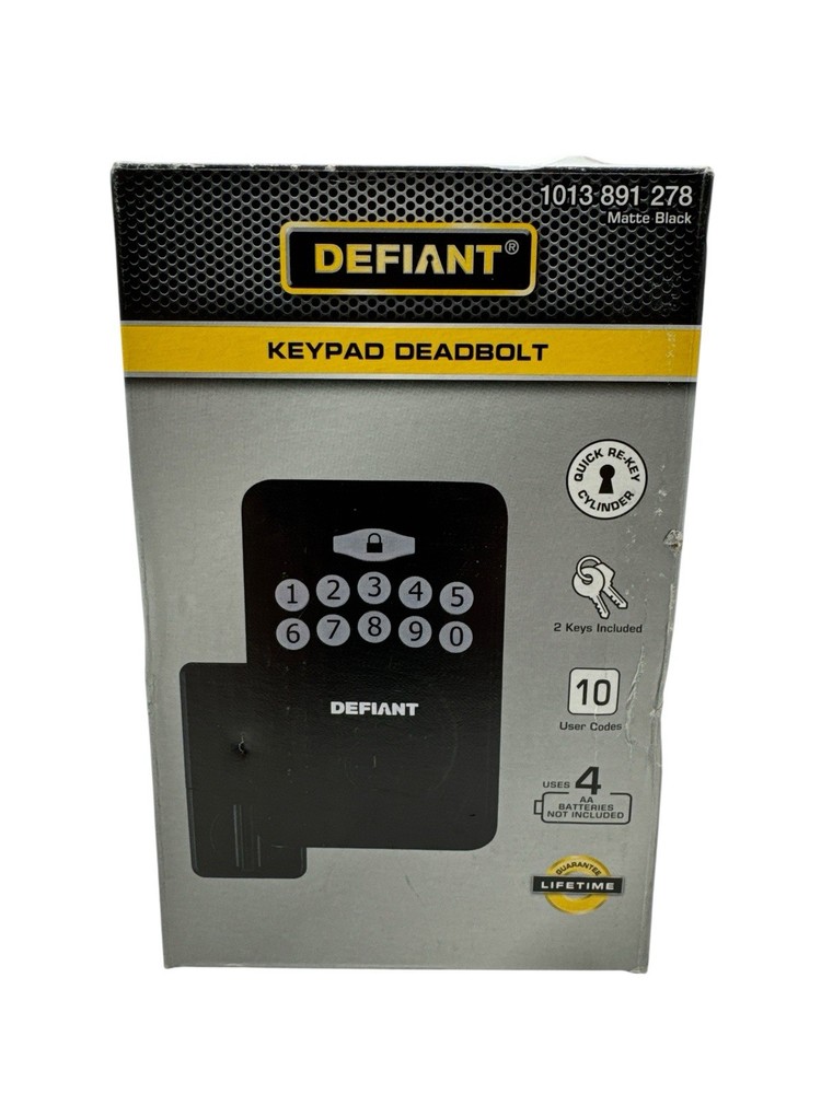 Defiant Keypad Deadbolt Matte Black Electronic Lock 1013 891 278 (OB)