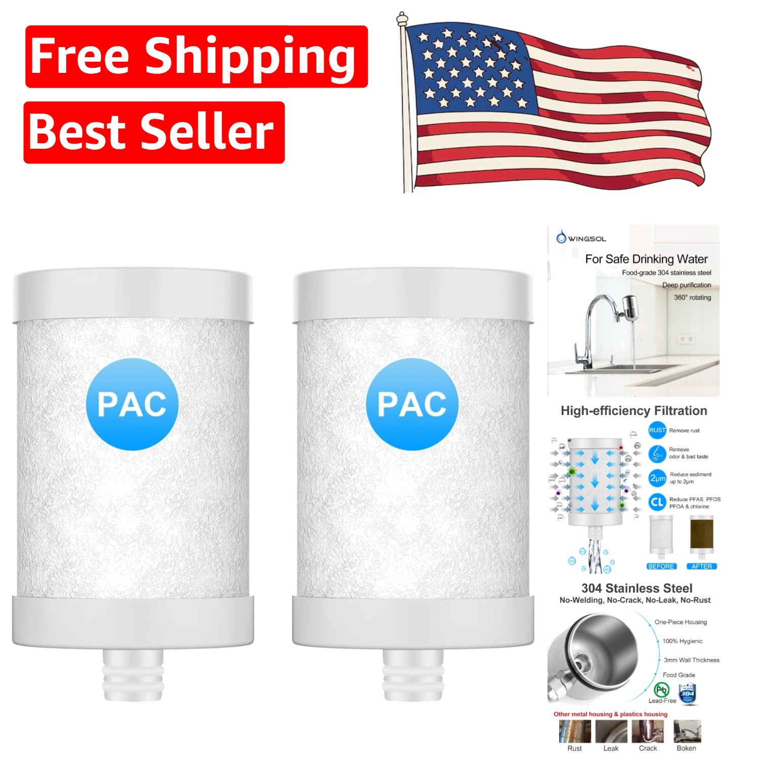 Long-Lasting Replacement Water Filter Cartridge Set for Enhanced Taste - 2 Pack gallery