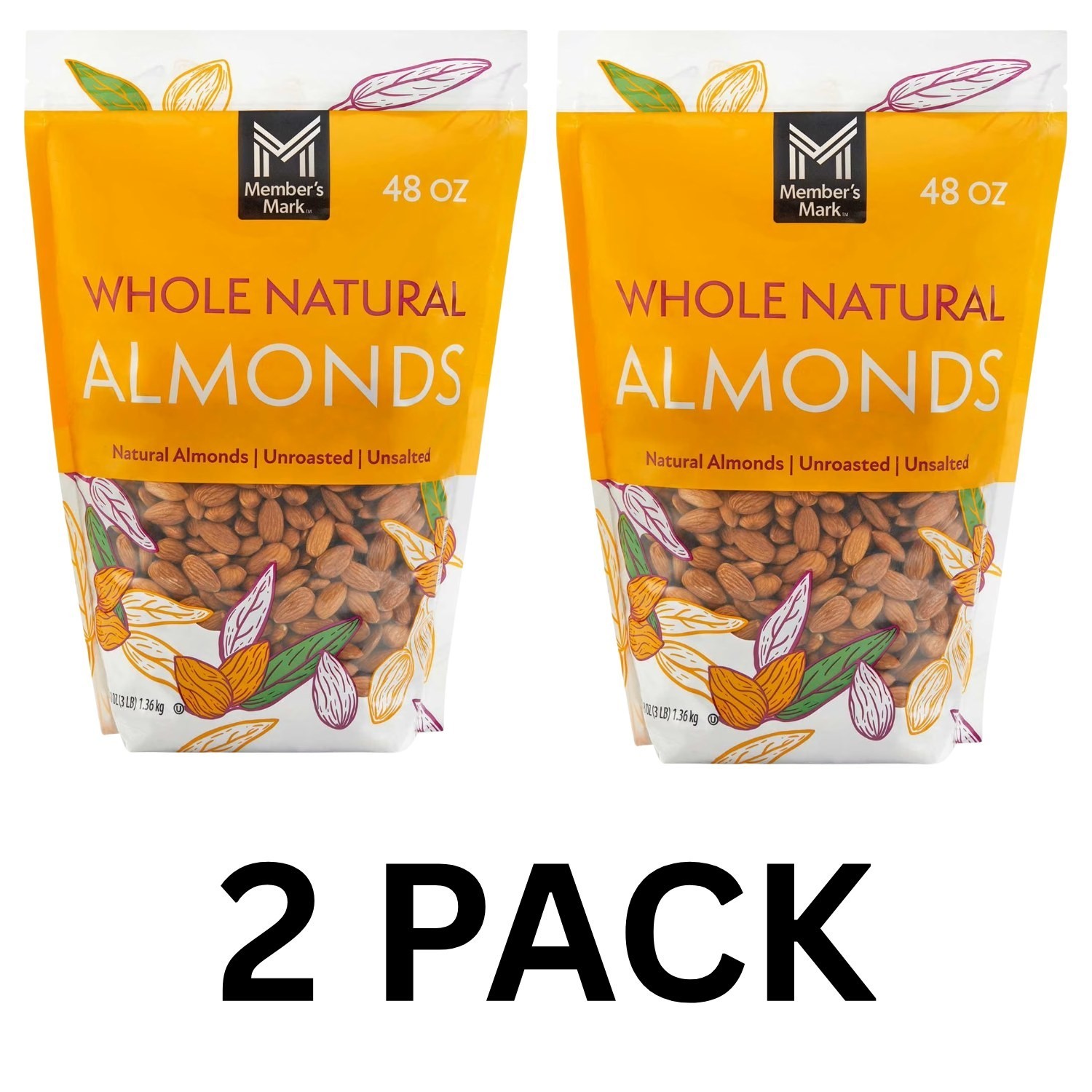 2 PACK-Member's Mark Whole Natural Almonds (3 lbs each)Total 6 lbs Free Shipping gallery