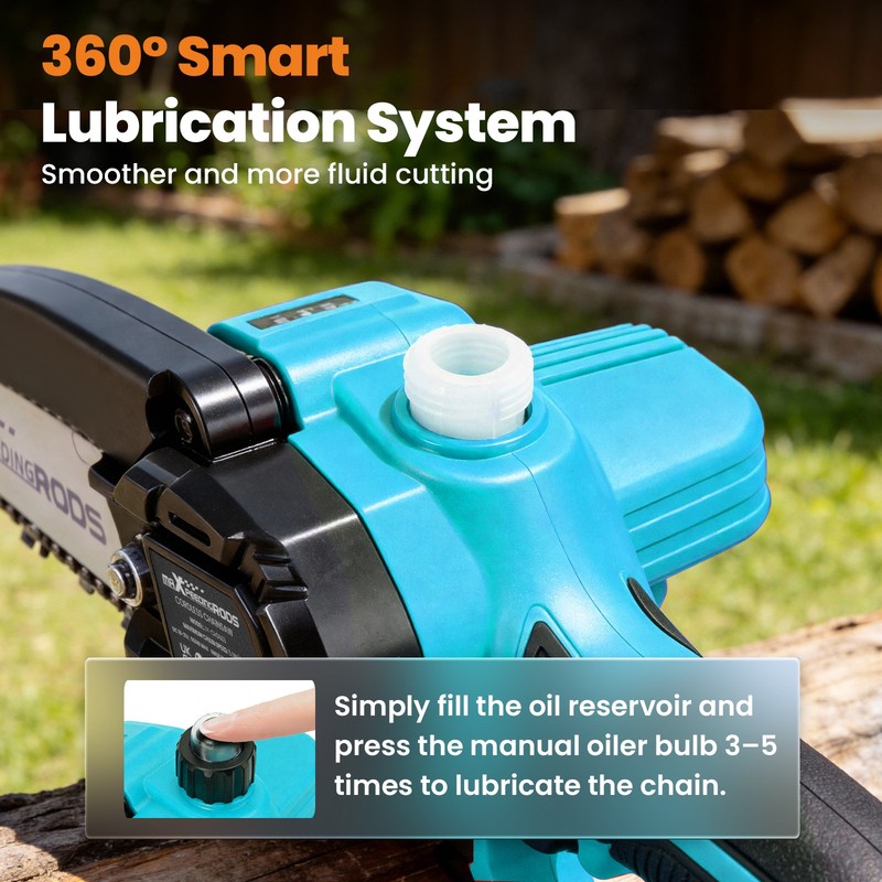 6inch for Electric Mini Chainsaw Handheld Cordless Wood Cutter Saw 2 Battery gallery