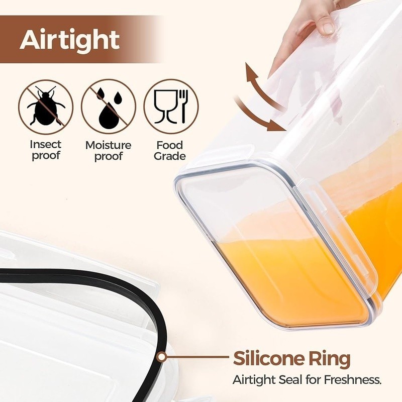 Airtight Rice Storage Containers W/ Measuring Cups & Labels 34lbs Capacity New gallery
