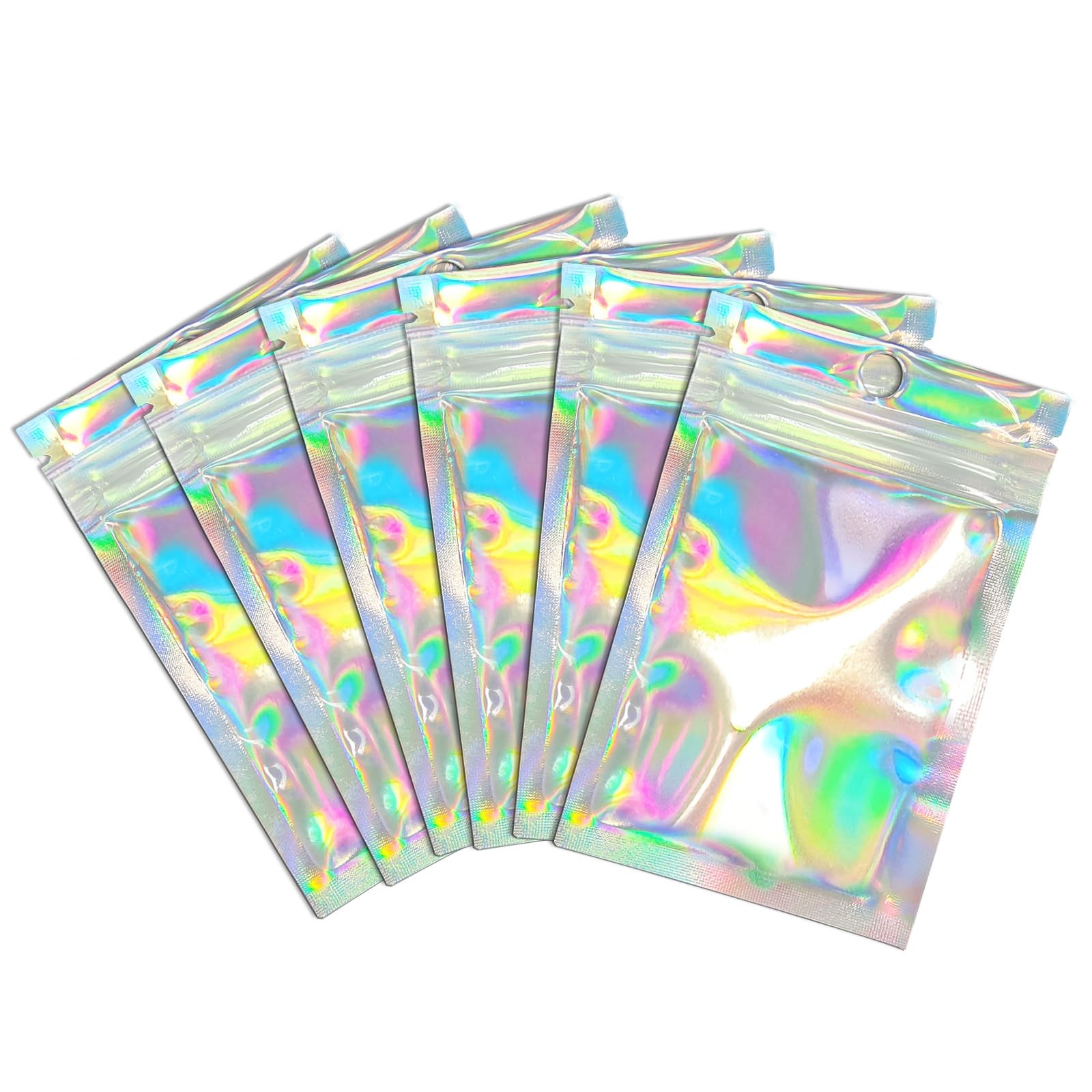 Resealable Foil Pouch Bag [100 PCS ] Great for 3x4 Inch, Holographic Rainbow gallery