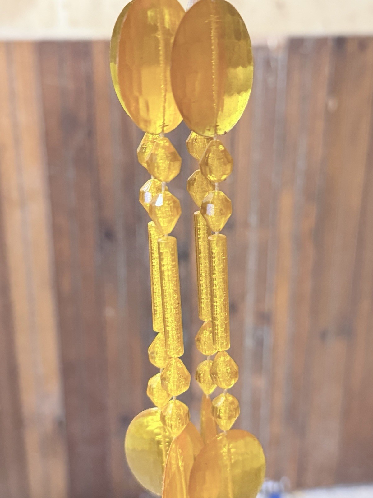 Vintage yellow & clear Faceted Plastic Acrylic Beaded Macramé Plant hanger Boho gallery