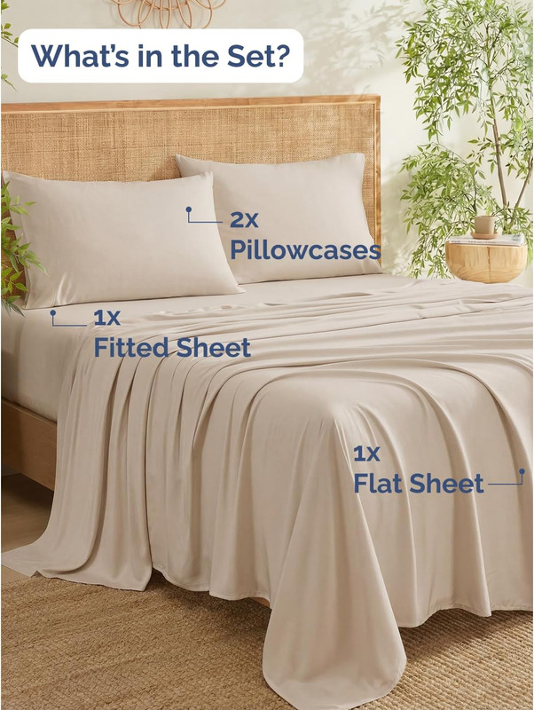 100% Rayon Derived from Bamboo - Bamboo Sheets Full Size - Cooling Sheets gallery