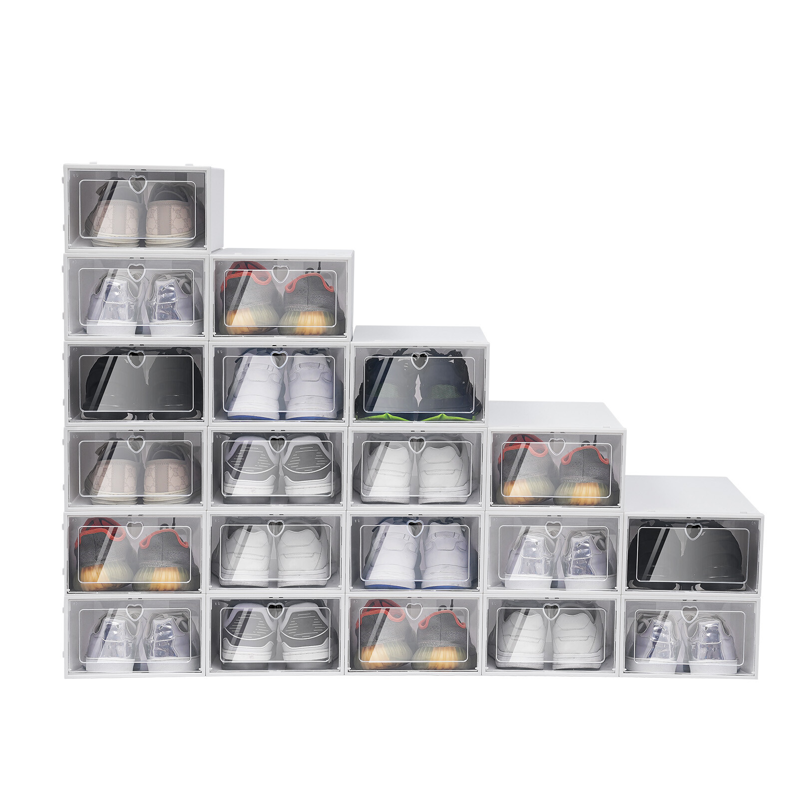 20pcs Stackable Shoe Storage Box Durable Plastic Sneaker Display Case Organizer gallery