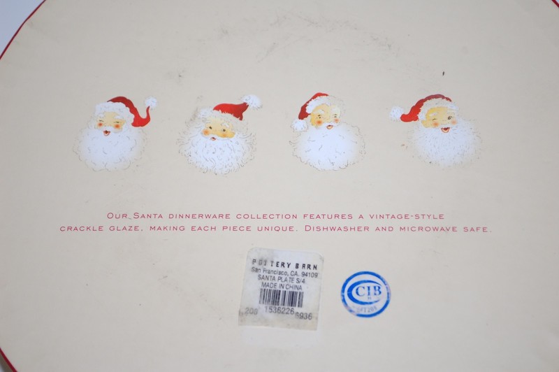 Pottery Barn Santa Plate Nostalgic 8 1/4 2009 Christmas Crackle - 1 Double gallery