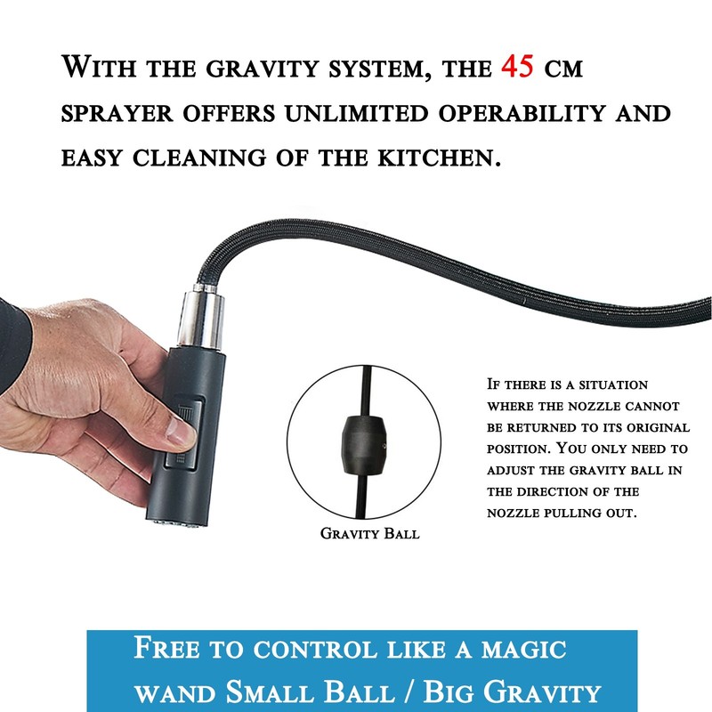 Touch sensor Kitchen Sink Faucet Black Pull Down Sprayer Single Handle Mixer Tap gallery