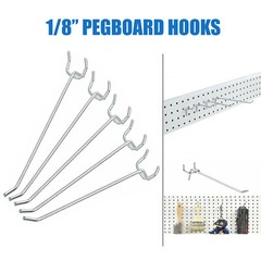2″,4″,6″,8″ Long Peg Board Shelving Hooks 1/8″ Thick Zinc Steel-PACK 20,PACK 100
