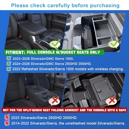 2022+ Refreshed Full Console Tray Compatible with 2023-2026 GMC Sierra black gallery